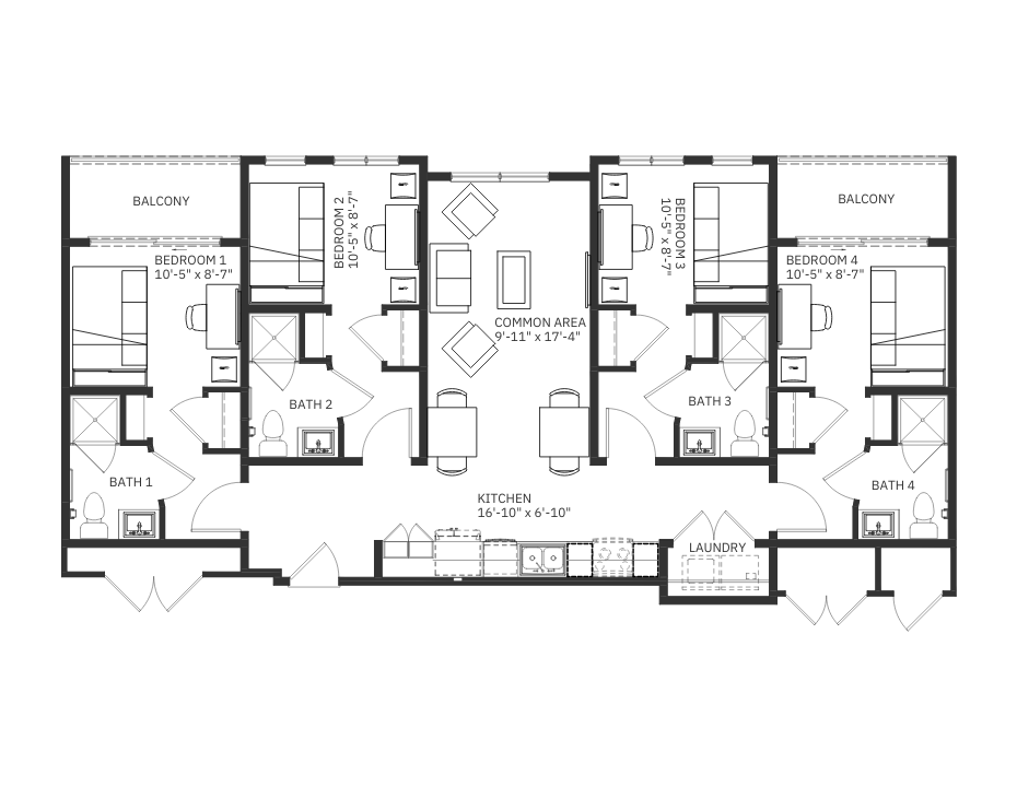 D1 4 Bed 4 Bath 1,308 SQFT