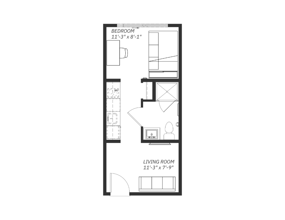 M5 Studio 1 Bath 327 SQFT